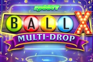 Tampilan visual slot Ball X Multi-Drop dengan nuansa neon dan simbol buah klasik.